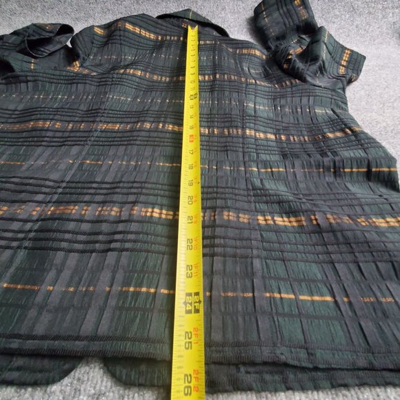 CJ Banks Jacket Womens Size XL Full Zip Gray Plaid Button Stretch Crinkle Long - Picture 5 of 9